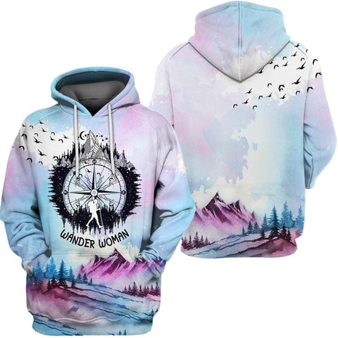 Wander Woman Watercolor 3D All Over Printed Shirt Camping Hoodie, Zip Hoodie, Sweater, Tee