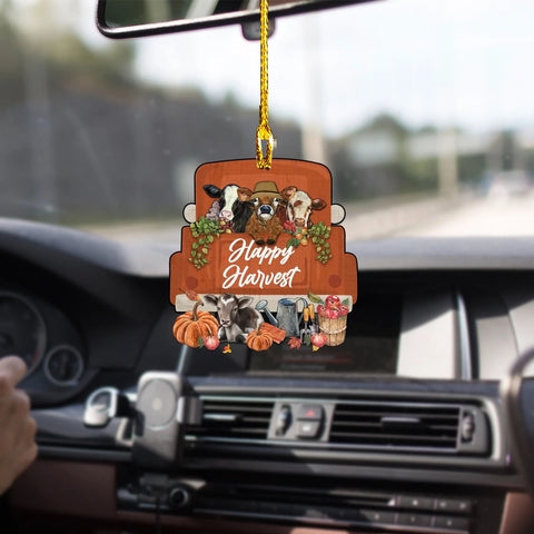 Cattle Farm Car Ornament, Cattle Fall Ornament, Cattle Thanksgiving Ornament, Happy Harvest Ornament, Farmhouse Ornament, Farmer Gift HT