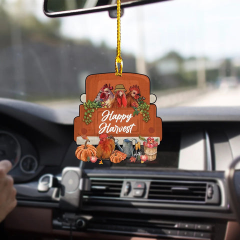 Chicken Farm Car Ornament, Chicken Fall Ornament, Chicken Thanksgiving Ornament, Harvest Ornament, Farmhouse Ornament, Farmer Gift HT