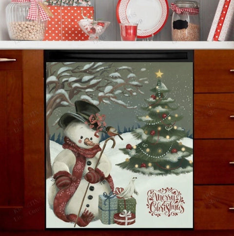 Christmas Kitchen Dishwasher Magnet Cover - Beautiful Christmas Tale with a Snowman HT