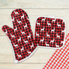 Christmas Deer Red Plaid Oven Mitts and Pot Holder Set, Christmas Design, Housewarming Gift, Christmas Gift