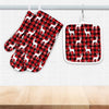 Christmas Deer Red Plaid Oven Mitts and Pot Holder Set, Christmas Design, Housewarming Gift, Christmas Gift