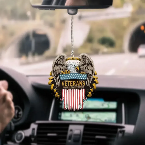VETERANS HONORING ALL NEW SERVED VETERAN CAR HANGING ORNAMENT Gift for US Veteran Day Ornament