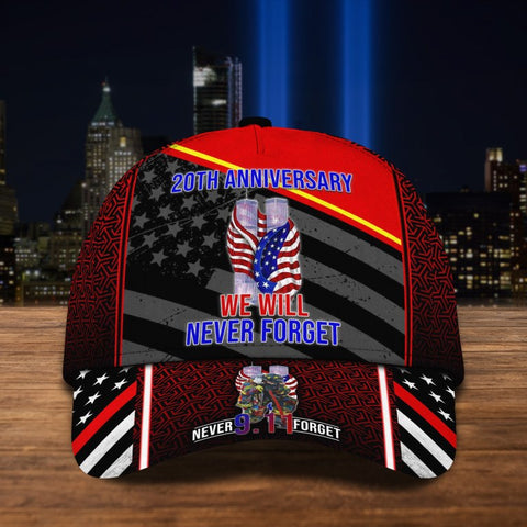 9.11 Memorial 9/11 Memorial 20th Anniversary We Will Never Forget Cap 20 Year 9.11 Memorial Custom Your Cap