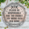 Energy Bring Into Home Halloween Round Wood Sign, Witchy Halloween Wood Sign, Wicca Wood Sign Halloween Decor HN