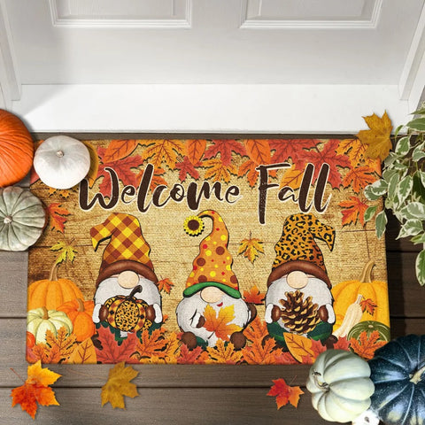 Fall Gnomes Thanksgiving Decor Front Door Mat Outdoor Decoration Gifts ND