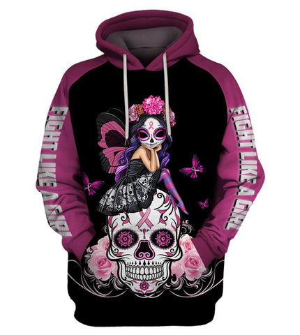 Skull Pink Breast Cancer Unisex Hoodie