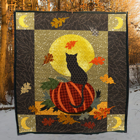 Halloween Cat Quilt Blanket Comforter Bedding Home Decoration ND