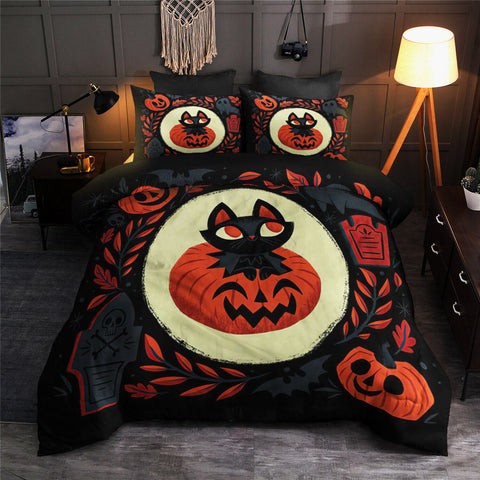 Halloween Cat Bedding Set Bedspread Duvet Cover Set Home Decor ND