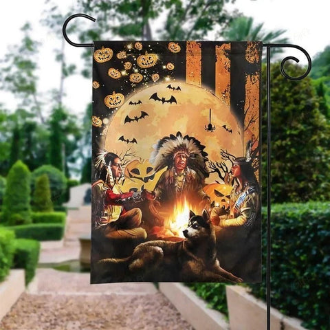 Native American Double Sided Halloween Garden Flag For Outdoor Yard Decoration Home Decor ND