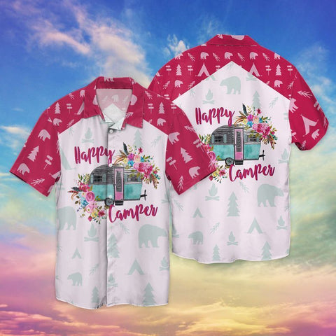 Happy Camper Bus Hawaiian Shirt Summer Beach Clothes Outfit For Men Women ND