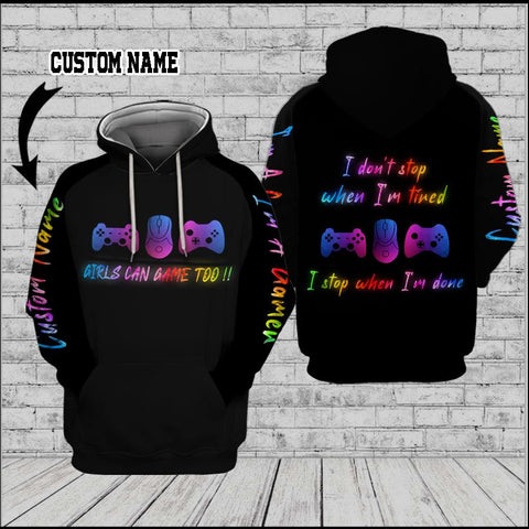 GIRLS CAN GAME TOO 3D Custom Hoodie