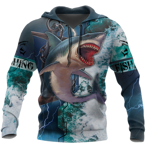 Shark hunting fishing anchor in deep sea 3d all over printing for fisherman