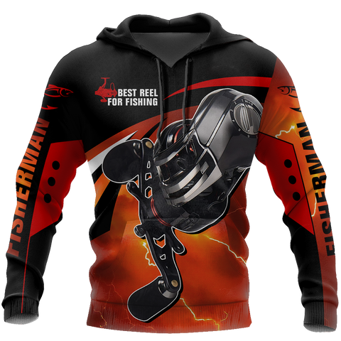 Men Hoodie Best spinning reels for bass fishing 3D all over printing shirts for fisherman red color