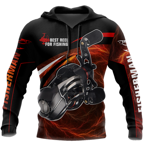 Men Hoodie Best spinning reels for bass fishing 3D all over printing shirts for fisherman fire color
