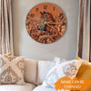 Horse Leather Pattern Personalized Wooden Clock Gift for Horse Lovers Home Decor