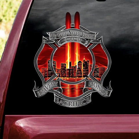 Firefighter We Will Never Forget 9/11 Stickers 20th Anniversary Never Forget Stickers, Patriot Day Sticker, Gift for Patriot Day