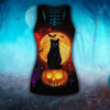 Halloween Tank top leggings Halloween Black Cat Combo Outfit For Women