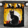 Halloween Bedspread Halloween Black Cat 3D Bedding Set