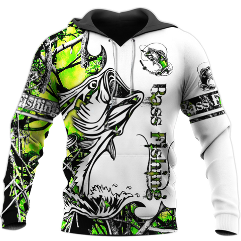 Men Fishing hoodie Green Bass Fishing Sport
