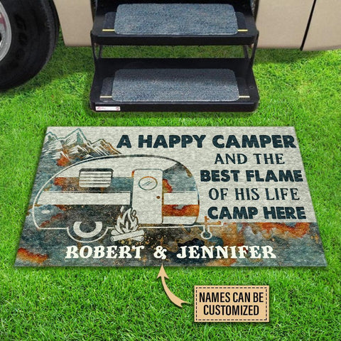 Personalized Camping Happy Camper Live Here Customized Doormat
