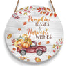 Pumpkin Kisses & Harvest Wishes Thanksgiving Round Wood Sign, Best Thanksgiving Wood Sign Fall Decor HN