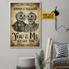 Halloween Poster Skeleton Skull Pumpkin Couple You And Me Custom Poster, Gothic Couple, Anniversary, Wall Pictures, Wall Art, Wall Decor, Halloween