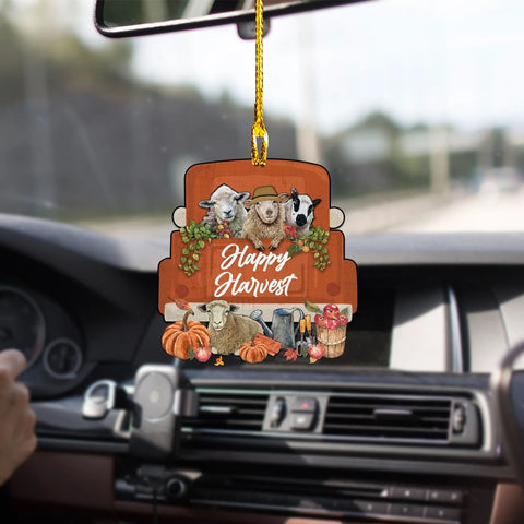 Sheep Farm Car Ornament, Sheep Fall Ornament, Sheep Thanksgiving Ornament, Happy Harvest Ornament, Farmhouse Ornament, Farmer Gift HT