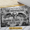 Skull Skeleton Goth Family Halloween Abandon All Hope Custom Doormat