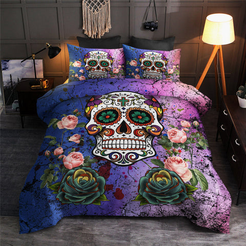 Sugar Skull Bedding Set Bedspread Duvet Cover Set Home Decor ND