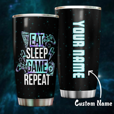 Eat sleep game repeat Tumbler custom LKT, Customized Tumbler for Gamer, Gamer Cup,