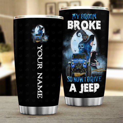 Jeep Witch Halloween black cat Tumbler 3D Gift for Jeep girl Tumbler Custom TTM