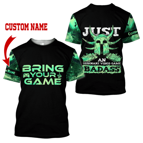 Men Tattoo Shirt Black Green Premium Gaming Tattoo Personalized Name 3D Printed Unisex Shirts Pi03052101