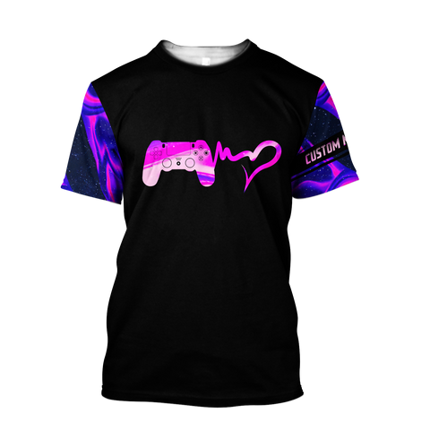 Men Tattoo Shirt Black Purple Premium Gaming Tattoo Personalized Name 3D Printed Unisex Shirts MH03052102