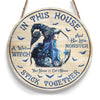 The Wicked Witch And Her Little Monster Live Here Custom Round Wood Sign, Witchy Halloween Wood Sign Halloween Decor HN