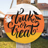 Trick Or Treat Halloween Round Wood Sign, Halloween Wood Sign Gift Ideas Halloween Decor HN