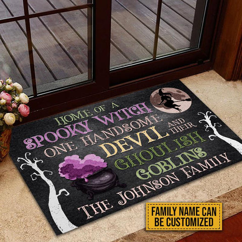 Witch Handsome Devil And Their Goblins Custom Doormat, Witchery, Halloween Decor, Haunted House