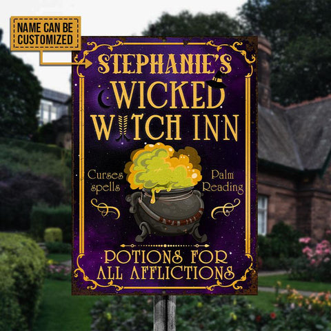 Witch Inn Potions For All Affliction Custom Classic Metal Signs, Witch Sign, Halloween Decor