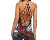 Rose and Skull criss-cross Tank top HA