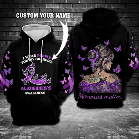 Alzheimer's awareness Memories Matter 3D Custom Hoodie
