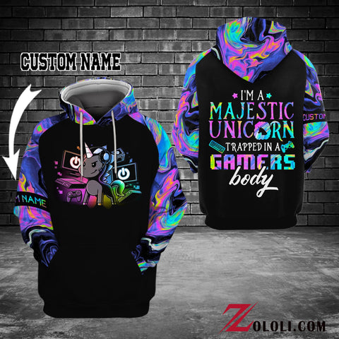 Gamer I'm a majestic unicorn hoodie 3D Custom TTM