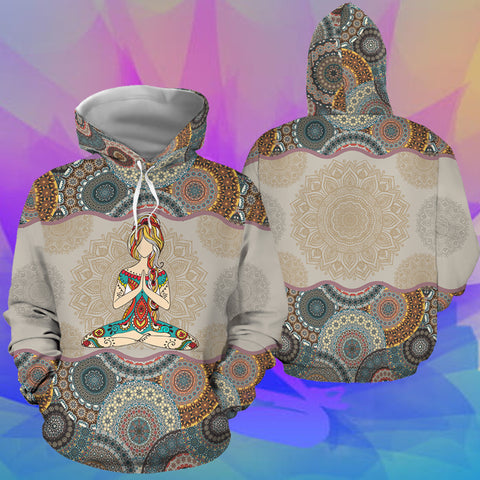 Let That Go Hippie Yoga 3D Hoodie Mandala Pattern Gift Ideas For Yogis HN