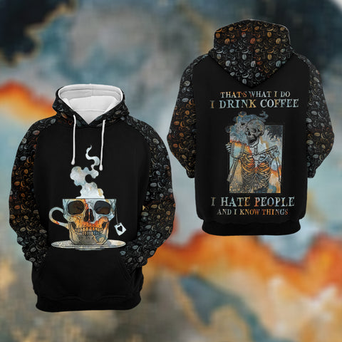 That's What I Do I Drink Coffee Skull 3D Hoodie Funny Coffee Shirt Gift Ideas For Coffee Lovers Skull Gifts HN