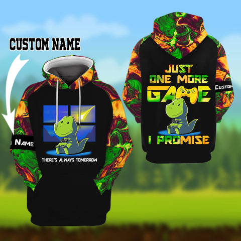 Dinosaur Just one more game hoodie, T-shirt 3D Custom TTM