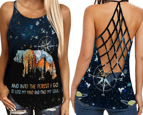 Camping bear Criss-Cross Tank Top TXX
