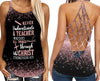 Never underestimate a Teacher Criss-Cross Tank Top TXX, Teacher Appreciation Gift, Gift for Mom, Teacher Mom Gift