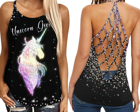 Unicorn girl Criss-Cross Tank Top TTM