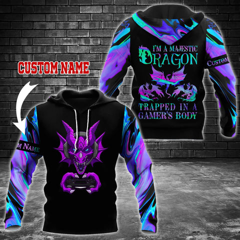 Men Tattoo Hoodie Black Purple Premium Dragon Tattoo Personalized Name 3D Printed Unisex Shirts Pi03052103