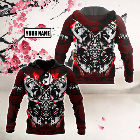 Men Samurai Hoodie Red Premium Unisex 3D Printed Yin And Yang Samurai Hoodie MEI