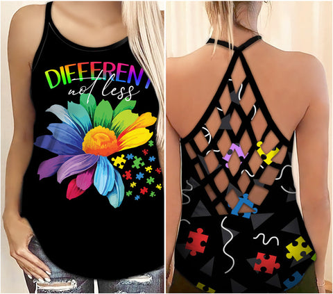 Autism Awareness Criss Cross Tank Top Different Not Less Autism Awareness Shirts Autism Awareness Gift Idea HT